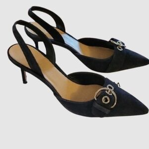 Veronica Beard Roxy Suede Slingback Pumps,dark Blue,eclipse Nwt